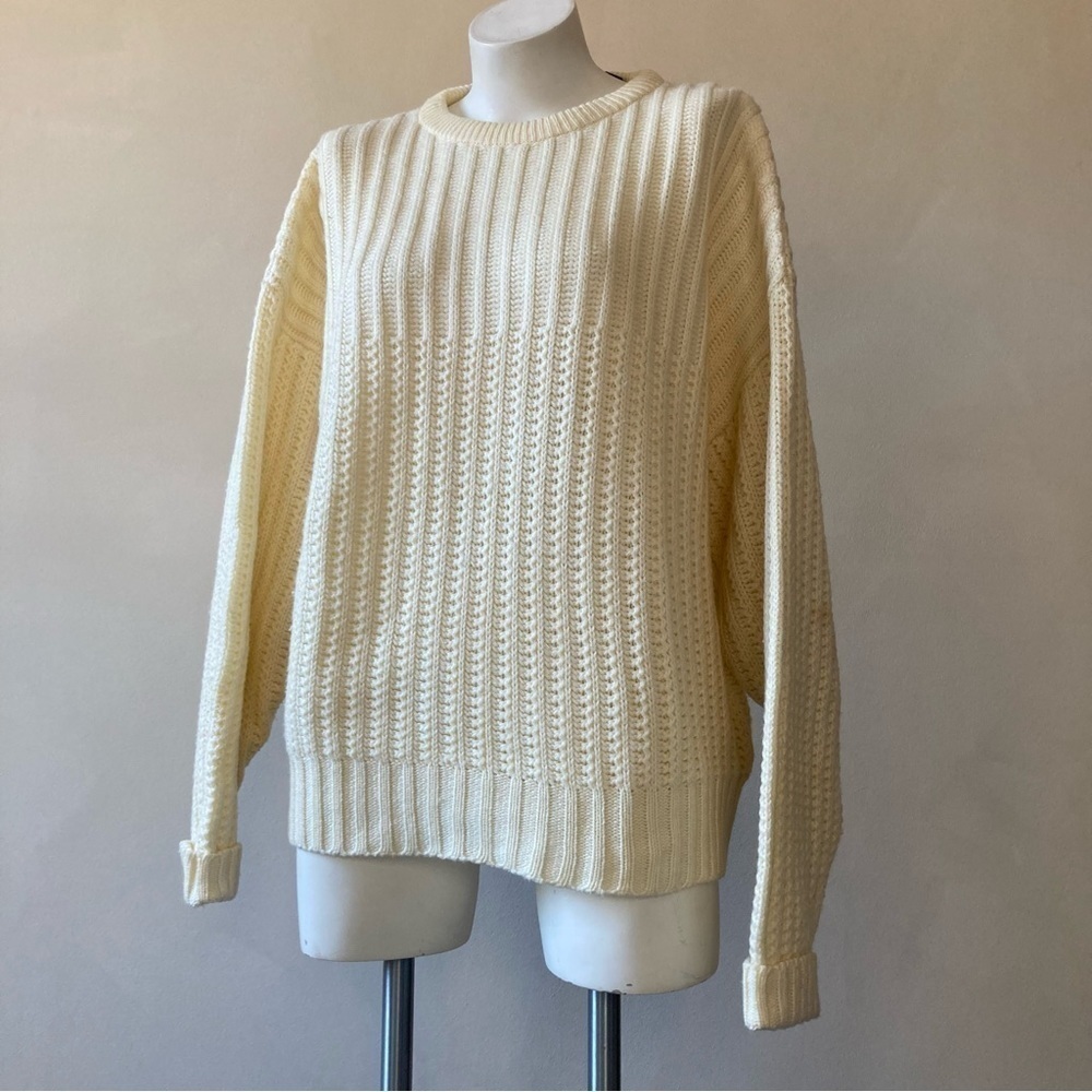 Claybrooke | Vintage Cream Oversized Mixed Pattern Knit Fisherman Sweater